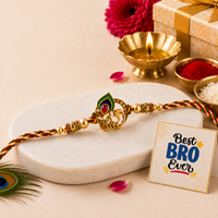 Premium Peacock Designer Rakhi with Greeting Card | Elegant Multicolor Thread Rakhi for Brother | Raksha Bandhan Special